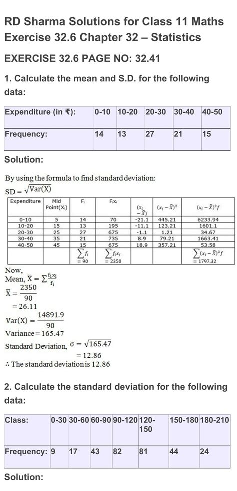 Rd Sharma Solutions Class 11 Exercise 32.6 Solutions - RD Sharma Solutions