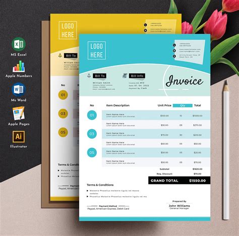 Invoice Template Excel Word Pages – MasterBundles
