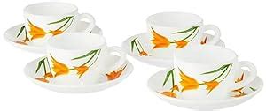 Larah by BOROSIL Firefly Opalware Cup and Saucer Set of 8 pcs | Tea ...