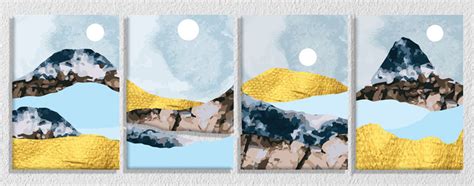 Abstract Mountain Scene, Set Of 4 – Myindianthings