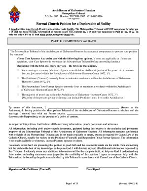ARCHGH Formal Church Petition for a Declaration of Nullity 2015 - Fill ...