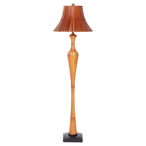 Bamboo Brass Palm Leave Floor Lamp with Capiz Shade For Sale at 1stDibs