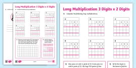 Long Multiplication Worksheet - 3 Digits x 2 Digits - Twinkl