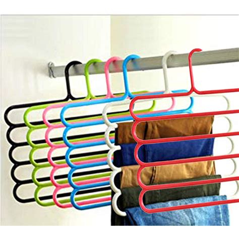 Kuber Industries 6 Pieces Multi-Purpose 5 Layer Pants Clothes Hanger ...