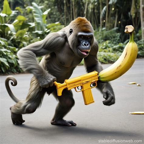 fat monkey with banana guns Prompts | Stable Diffusion Online