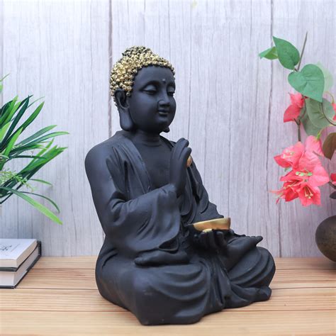 The Advitya | Resin Medium Black Buddha Statue