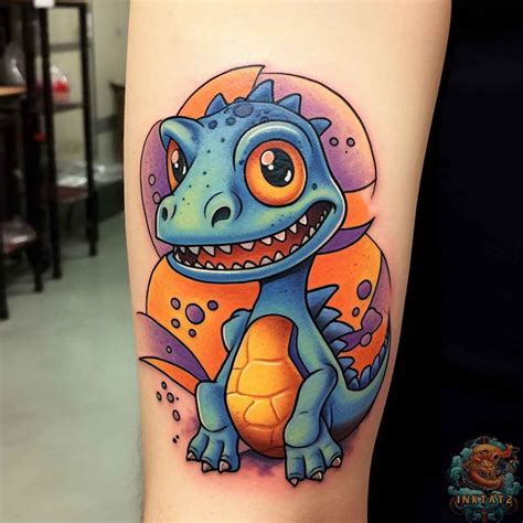 Cartoon Tattoo Dinosaur 72 Little Dino Tattoo Royalty Free Images,