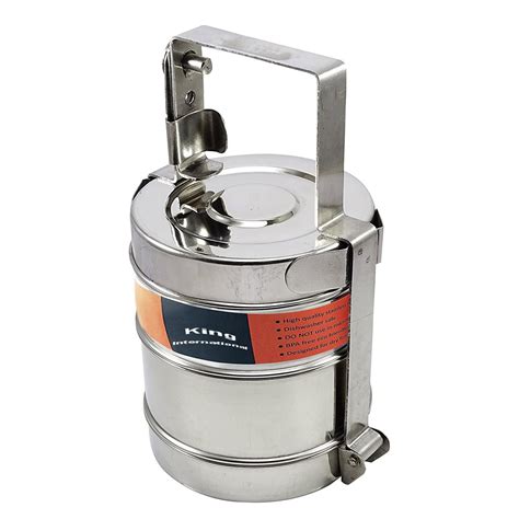 Buy King International Stainless Steel Lunch Box, Silver, 2 Tier, Lunch ...