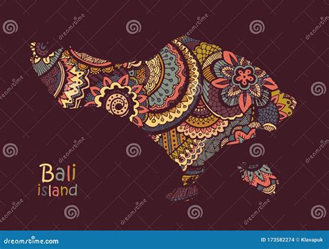 Map of the Island of Bali. Indonesia Stock Vector - Illustration of ornate, cartography: 173582274