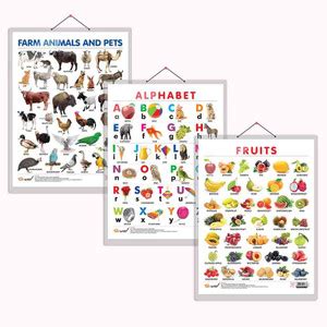 ALPHABET CHART HARD LAMINATED, FRUITS CHART HARD LAMINATED, and FARM ...