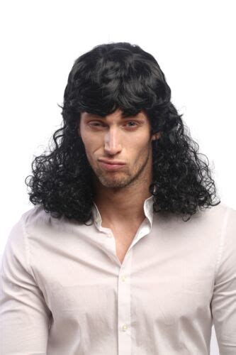 Buy Wig Ladies Men's Hit Singer Curly Mullet Mullet Chav Black Online ...