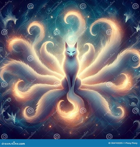 The Legendary Nine Tails Fox Spirit, Surrounded by the Fox Fire, Its ...