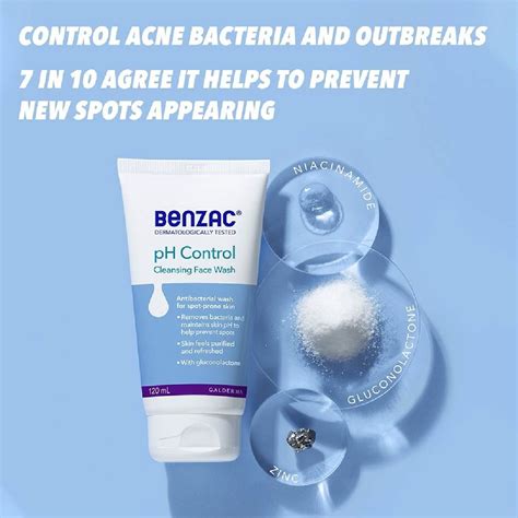 BENZAC Ph Control Antibacterial Face Wash (Rebalancing Wash For Acne ...