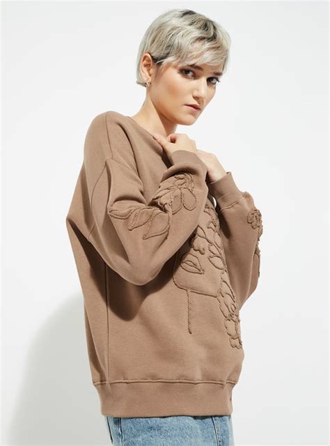 Buy ALAYA F x URB_N Women Printed Oversized Sweatshirt Online at just ...