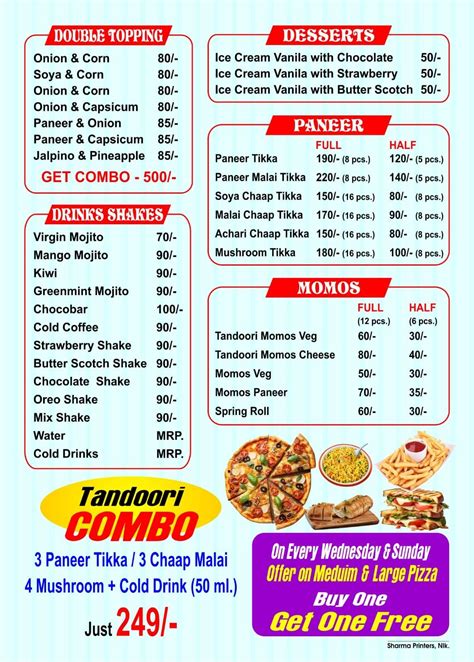 Menu at Fresh bite cafe, Nilokheri