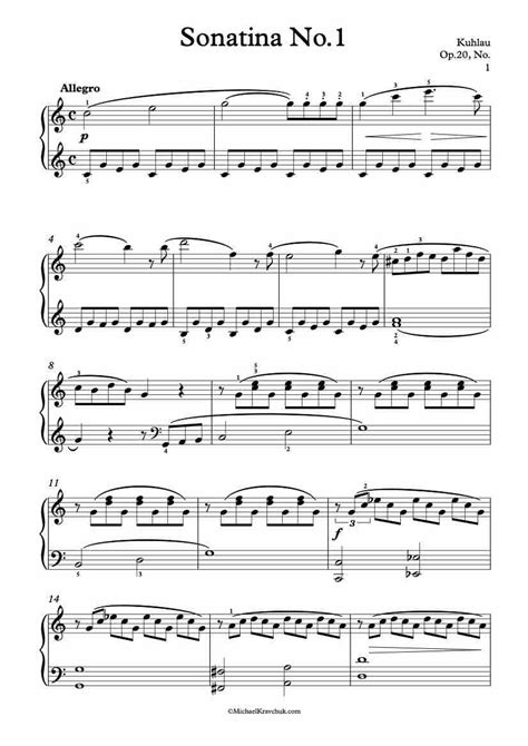 Free Piano Sheet Music – Sonatina Op. 20, No. 1 – Kuhlau – Michael Kravchuk