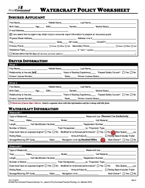 Fillable Online Boat and watercraft - First Command Financial Services ...