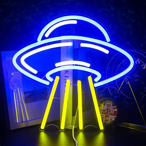 UFO Alien Spaceship LED Neon Light Signs Blue Yellow | Ubuy India