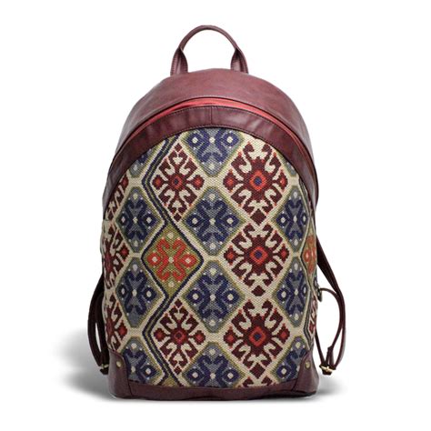 Vintage Fabric & Leather Backpack - Cherry Red – Mufubu
