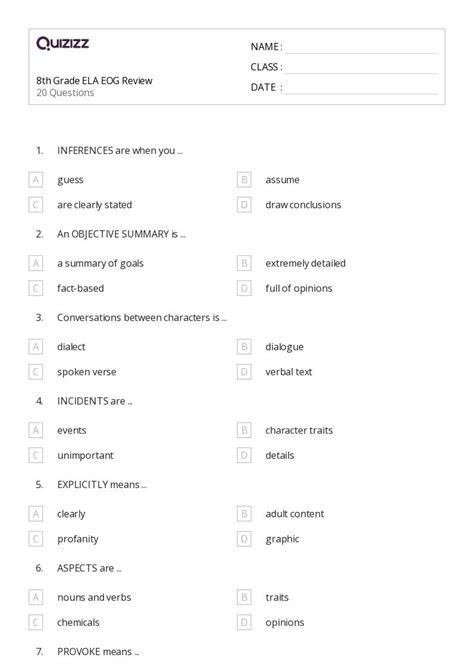 50+ Relevant Details worksheets for 8th Class on Quizizz | Free & Printable