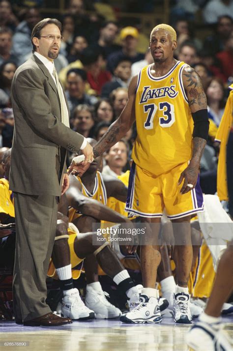 Los Angeles Lakers head coach Kurt Rambis with Dennis Rodman during a ...