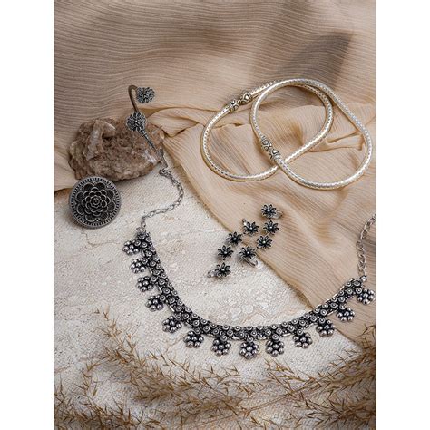 Buy Teejh Veera Silver Oxidised Jewellery Gift Set Online