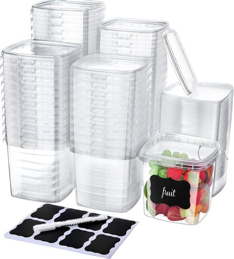 Amazon.com: Jinei 50 Pcs Plastic Deli Containers with Lids Clear Square ...