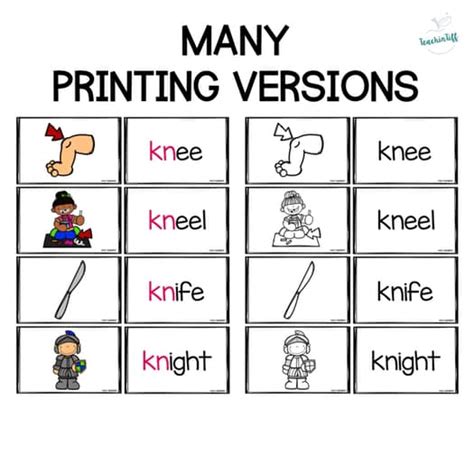 Beginning Consonant Digraphs Word Picture Matching Game - KN Words