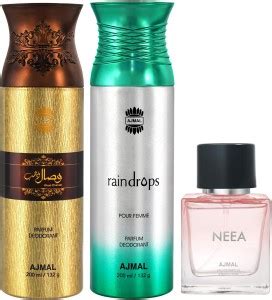 Ajmal Wisal Dhahab & Raindrops Deo Spray Gift For Men & Women each for ...
