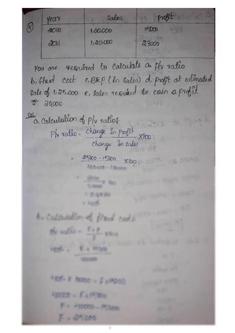 SOLUTION: Calculate pv ratio fixed cost BEP - Studypool