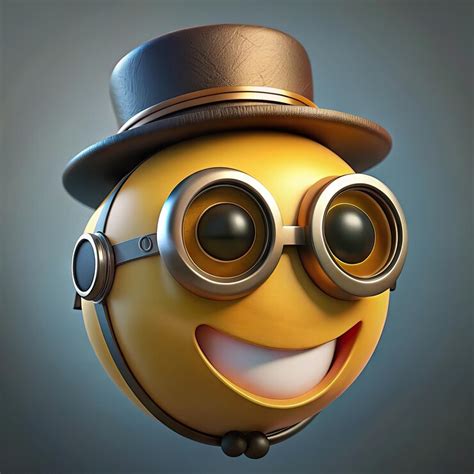 A yellow smiley face with a hat and glasses | Premium AI-generated image