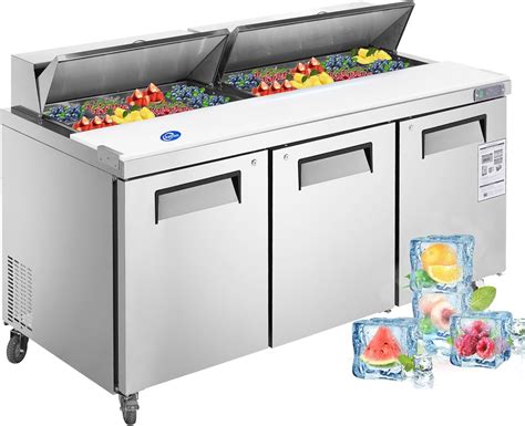 72" W 3 Door Refrigerator Sandwich Salad Prep Table Commercial ...