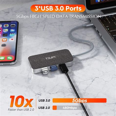 Buy USB C HUB, TSUPY 7 in 1 USB C to 4K HDMI Adaptader Portable Type C ...