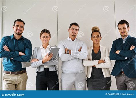 Portrait, Team and Business People with Arms Crossed in Office for ...