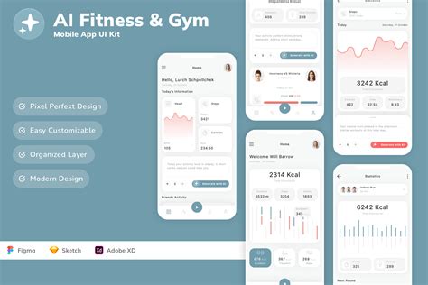 AI Fitness & Gym Mobile App UI Kit Graphic by betush · Creative Fabrica