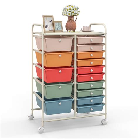 Buy Giantex15 Drawers Rolling Cart, Classroom Organizers, Storage Cart ...