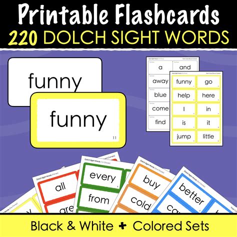 All 220 Sight Words - Digital + Printable Flash Cards & Vocabulary ...