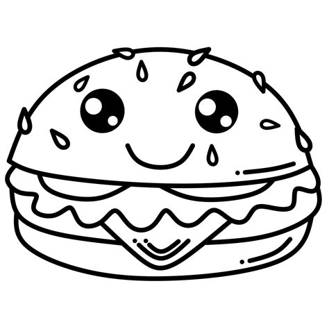 Cute Hamburger Coloring Page