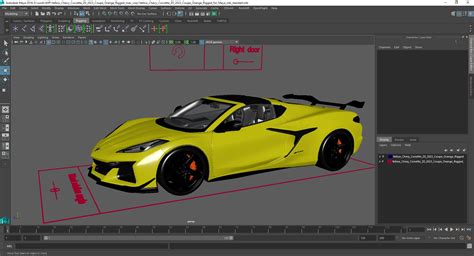 3D Yellow Chevy Corvette Z0 2023 Coupe Rigged for Maya | 3D Molier ...