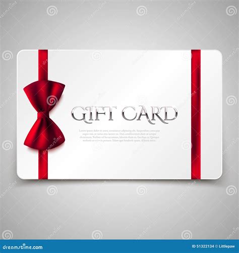 Gift card with red bow stock vector. Illustration of love - 51322134