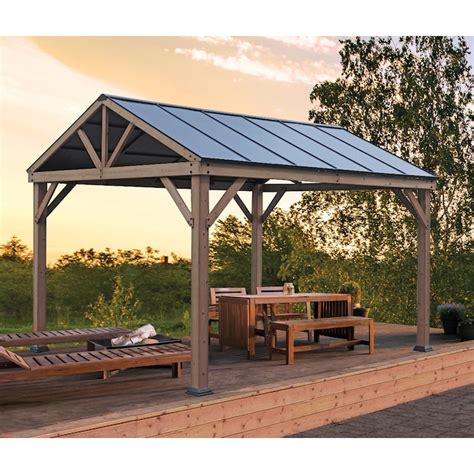 allen + roth 10.6-ft x 12.3-ft Rectangle Light Brown Cedar Wood Frame ...