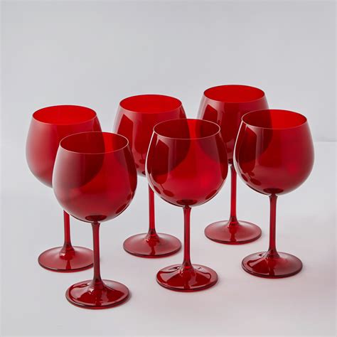 Colored Red Bohemian Wine Glasses // Set of 6 - The Crystal Wonderland ...