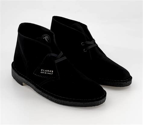 Clarks Originals Clarks Mens Desert Boots Black Suede - Men’s Boots