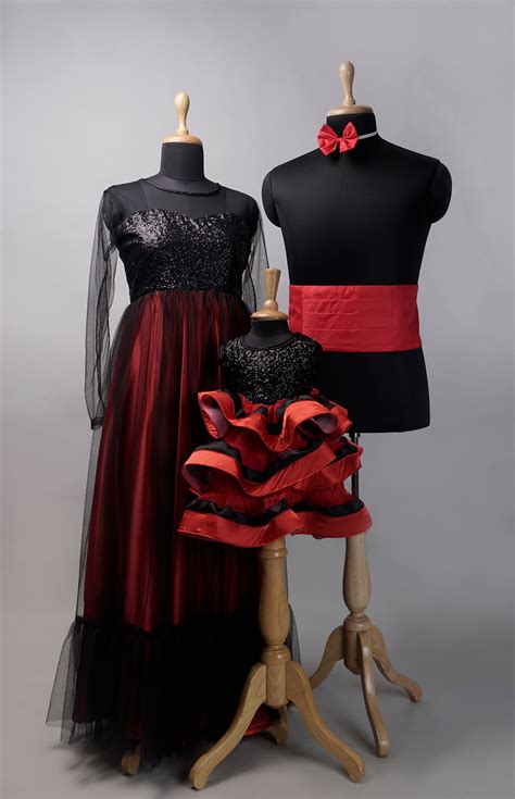 Black and Red Family Outfit Set – Coordinated Formal Wear for Mom, Dad ...