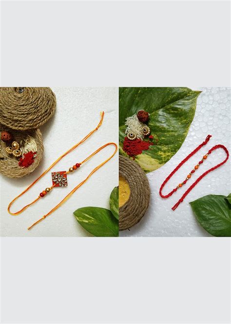 Get Red Eye Square Rakhi And Red Brass Dhaga at ₹ 280 | LBB Shop