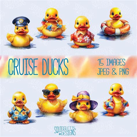 Cruise Ducks | 15 Watercolor Rubber Duck Clip Art | Nautical Duck PNG ...