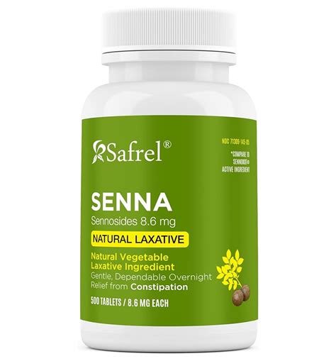 Safrel Senna 8.6 mg Tablets (500 Count) –Natural Sennosides Vegetable