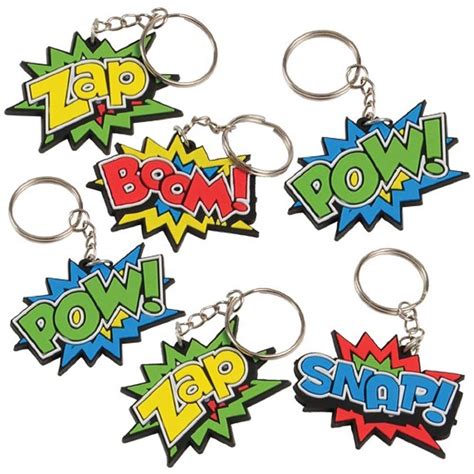 ArtCreativity Superhero Keychains, Pack of 12, Super Hero Party Favors ...