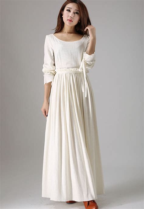 long white dresses with long sleeves