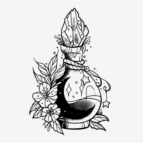 Potion bottle tattoo | Tattoo design drawings, Coloring book art ...